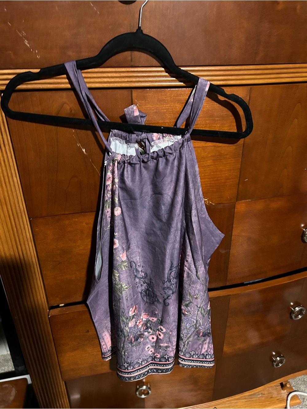 Womens Purple Floral Halter Shirt